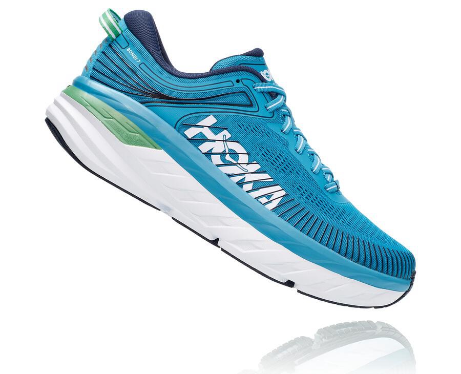 Hoka One One Running Shoes Mens Blue/White - Bondi 7 - 87263EGPK